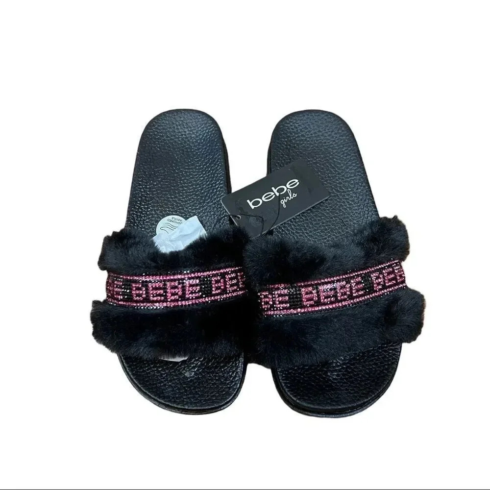 Bebe Girls Fur Slides 4/5